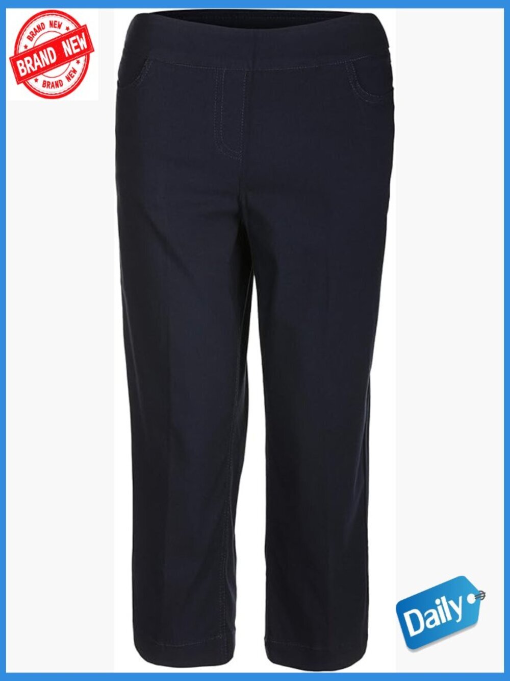 Women's Tummy Control Capri Pants 4-Way Stretch Pull-On Pockets